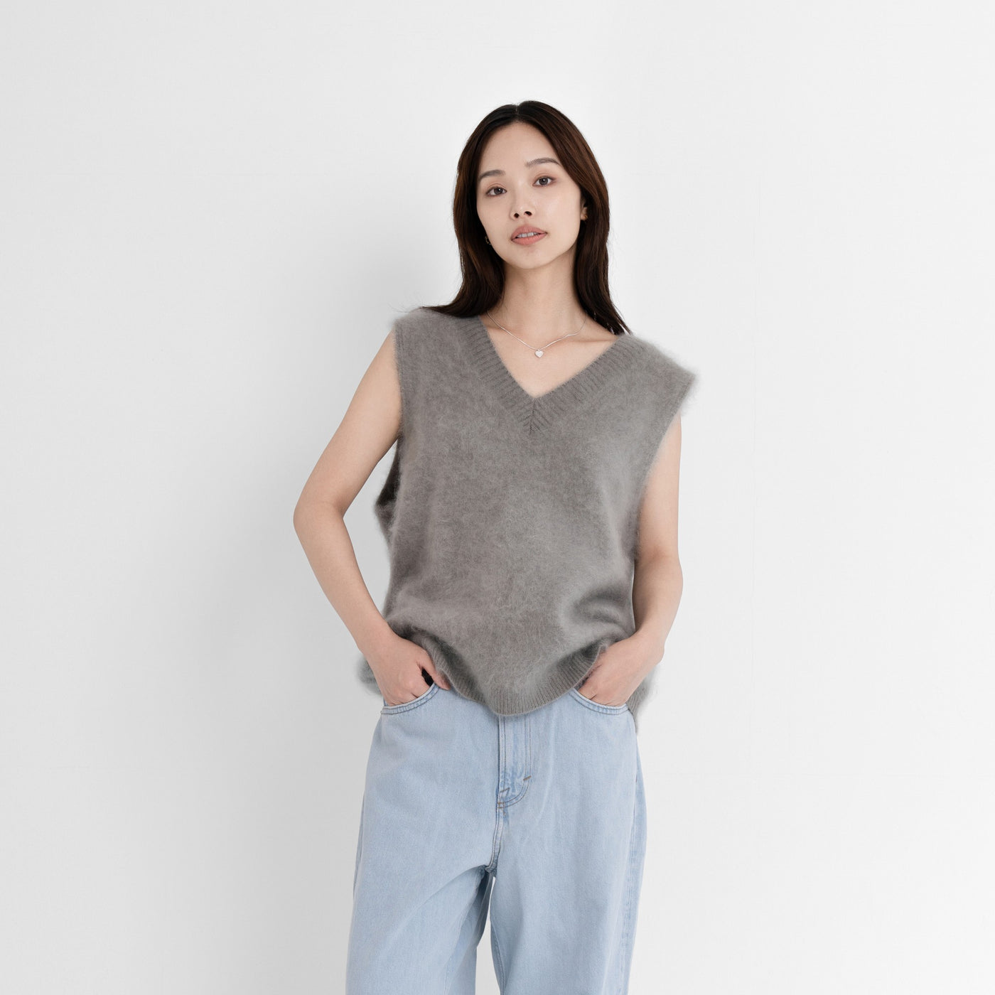 カシミヤベスト/Plant Dye Japanese brushing Cashmere Vest