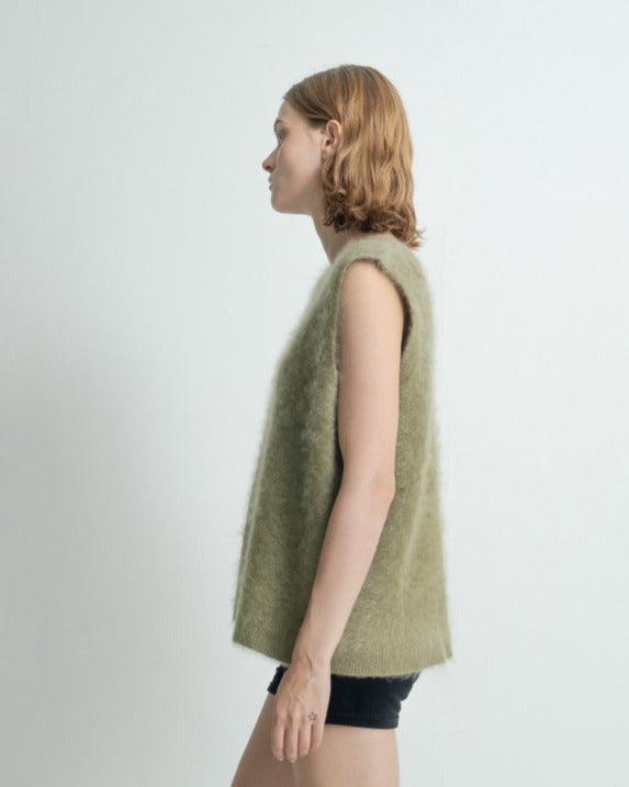 カシミヤベスト/Plant Dye Japanese brushing Cashmere Vest